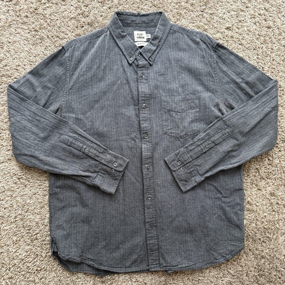 Flint And Tinder Speckled Grey Button Up Grey LS Shirt Men’s Size XXL Slim Fit